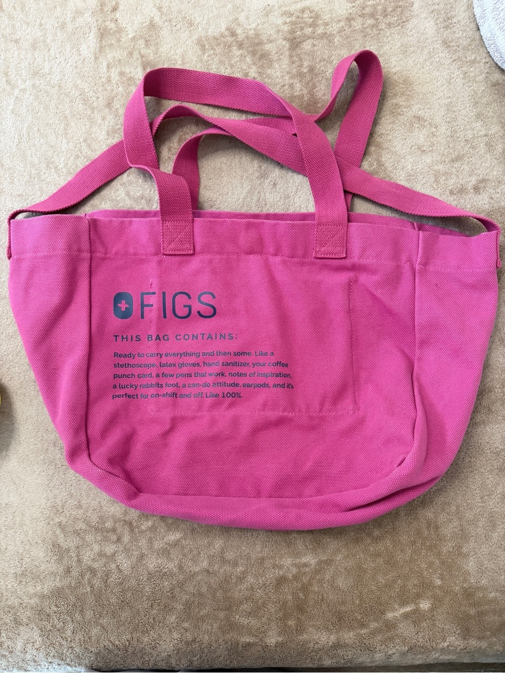 Figs Hot Pink Canvas Tote with Logo
